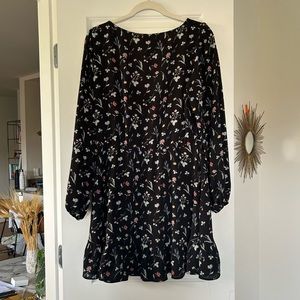 H&M Black Mini Dress with Pink and White Floral Print